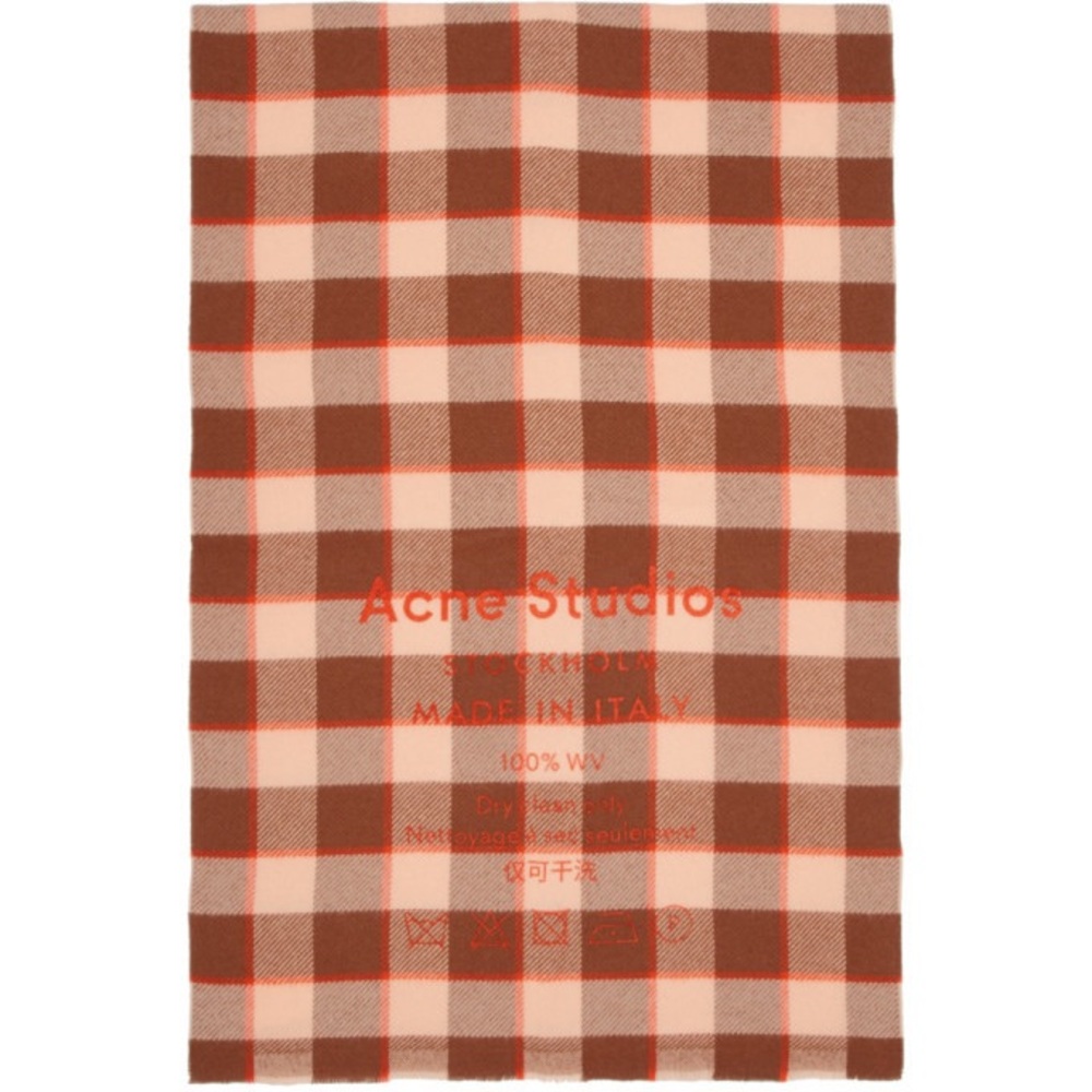 Acne Studios Brown and Pink Plaid Scarf
